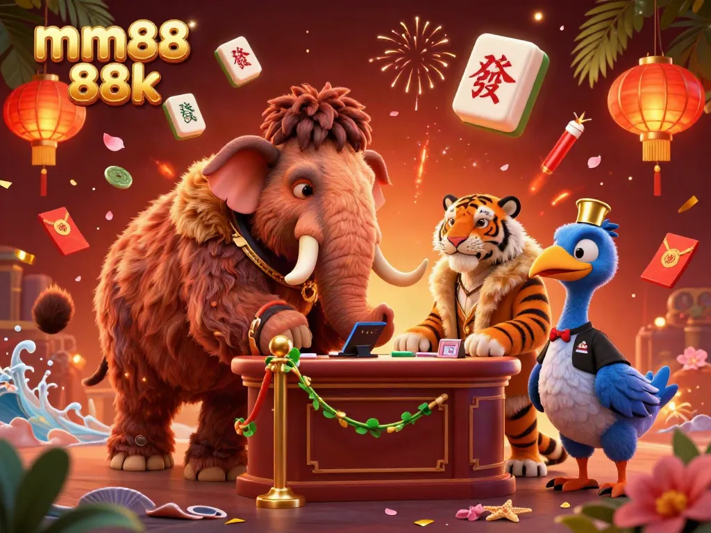 Experience the vibrant mm88 88k with exciting casino elements like mahjong tiles and lucky charms.