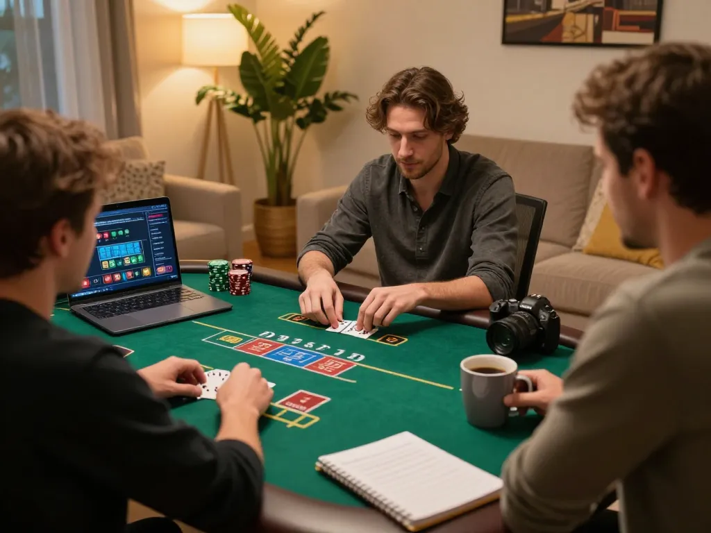 cm88 player strategizing in a cozy home setup during an engaging online poker game