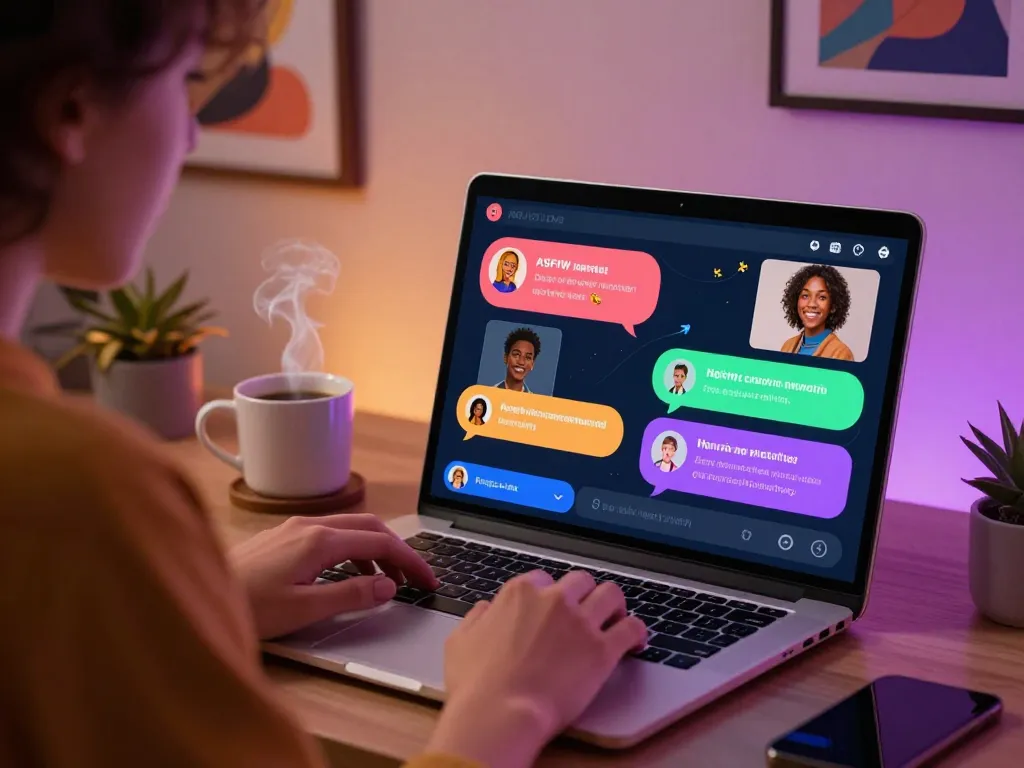 Engaging character AI NSFW interaction on a digital interface, showcasing playful conversations.