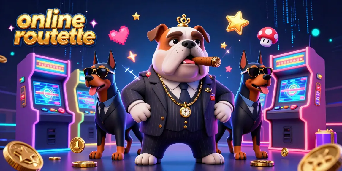 Play online roulette with the mafia boss bulldog in this colorful casino-themed illustration