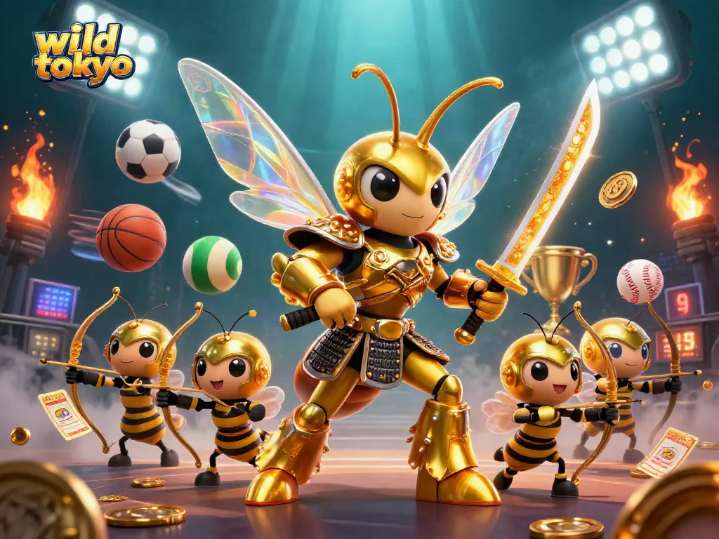 Experience a thrilling game scene at wild tokyo with samurai hornets and dynamic sports elements.